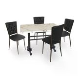Çipa - Kapitoneli Mutfak Masa Takımı - 80X140 (Werzalit, Wermodin Ve Allzalit Tabla) - Afyon Mermer - Siyah