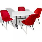 Çipa - Nilüfer Mutfak Masa Takımı - 80X120 (Werzalit, Wermodin Ve Allzalit Tabla) - Beyaz - Bordo