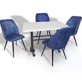 Çipa - Nilüfer Mutfak Masa Takımı - 80X120 (Werzalit, Wermodin Ve Allzalit Tabla) - Beyaz - Mavi
