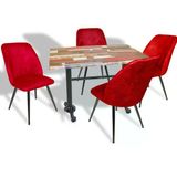 Çipa - Nilüfer Mutfak Masa Takımı - 80X120 (Werzalit, Wermodin Ve Allzalit Tabla) - Red Wood - Bordo