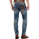 Cipo & Baxx CD493 Cep Işlemeli Zincirli Yırtık Erkek Kot Pantolon - 42 / 32 - Mavi