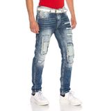 Cipo & Baxx CD611 Cep Detaylı Yamalı Yırtık Erkek Mavi Jeans Pantolon - 31 - 34