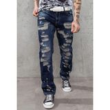 Cipo & Baxx CD843 Yırtık Detaylı Bol Kesim Tasarım Erkek Jean Pantolon - Mavi - 32 - 32