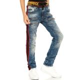 Cipo & Baxx CDK106 Beli Lastikli Şeritli Erkek Çocuk Kot Pantolon - 11 - 12 Yaş - Mavi