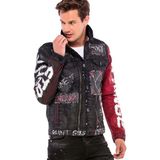 Cipo & Baxx CJ248 El Boyama Metal Detaylı Erkek Kot Ceket - Siyah - XL