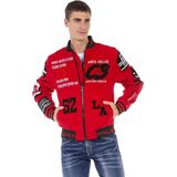 Cipo & Baxx CJ274 Nakışlı Kaşe Kırmızı Kolej Mont - S