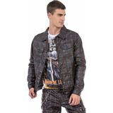 Cipo & Baxx CJ278 Mavi Kareli Jeans Ceket - Gri