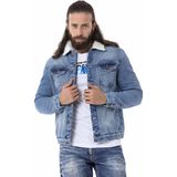Cipo & Baxx CJ294 Kürklü Basic Iceblue Jeans Ceket - M - Buz Mavisi