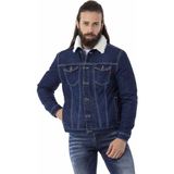 Cipo & Baxx CJ294 Kürklü Erkek Mavi Jeans Ceket - XL