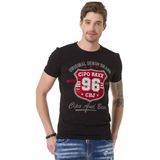 Cipo & Baxx CT670 Taşlı Rozet Logo Siyah Tişört