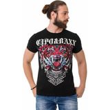 Cipo & Baxx CT729 Taşlı Kaplan Desenli Siyah Tişört - XL