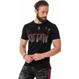 Cipo & Baxx CT733 Taşlı New York Siyah Tişört - M