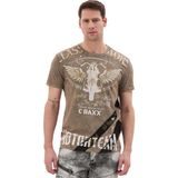 Cipo & Baxx Erkek Bisiklet Yaka Motorcu Tasarım ve Grafik Baskılı Tişört - CT706 - 4XL - Siyah