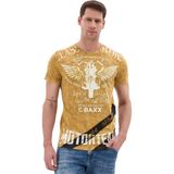 Cipo & Baxx Erkek Bisiklet Yaka Motorcu Tasarım ve Grafik Baskılı Tişört - CT706 - Mustard