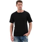 Cipo & Baxx Erkek Siyah Regular Fit Bisiklet Yaka Düğmeli Pamuklu Kısa Kollu Basic Tişört – CT857 - 3XL