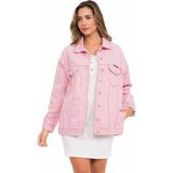 Cipo & Baxx WJ211 Uzun Pembe Kadın Oversize Kot Ceket Rahat Kesim ile Şıklığı Yakalayın