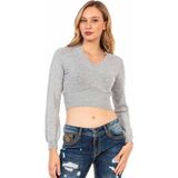 Cipo & Baxx WP233 Crop Top Gri Triko - L