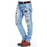 Cipo&Baxx CD131 Yırtık Renkli Yama Düşük Bel Mavi Erkek Jeans