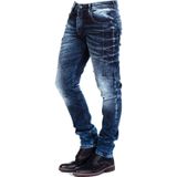 Cipo&Baxx CD286 Dekoratif Dikişli Yıkamalı Koyu Mavi Erkek Jeans