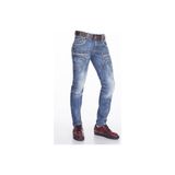 Cipo&Baxx CD391 Mavi Dekoratif Dikiş Detaylı Rahat Kesim Erkek Kot Pantolon