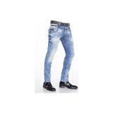 Cipo&Baxx CD394 Slim Fit Yıkamalı Mavi Jeans Erkek Kot Pantolon - 33 / 34
