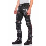 Cipo&Baxx Cd571 Çizgili Boyalı Metal Drop Regular Siyah Kadın Kot Pantolon
