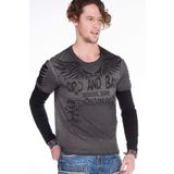 Cipo&Baxx CL265 Slim Fit Kanat Baskılı Gri Siyah Erkek Sweatshirt