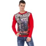 Cipo&Baxx Cl452 Taşlı Baskılı Kırmızı Kadın Sweatshirt