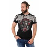 Cipo&Baxx Ct728 Taşlı Vintage Baskı Siyah Tişört