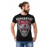 Cipo&Baxx Ct729 Taşlı Kaplan Desenli Siyah Tişört