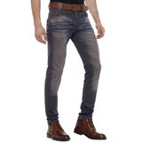 Cipo&Baxx Erkek Kahverengi Eskimiş Slim Fit Kot Pantolon