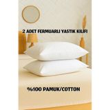 ÇIQRIK HOME 2 Adet Fermuarlı Beyaz Yastık Kılıfı