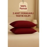 ÇIQRIK HOME 2 Adet Fermuarlı Bordo Renk Yastık Kılıfı