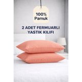ÇIQRIK HOME 2 Adet Fermuarlı Somon Yastık Kılıfı