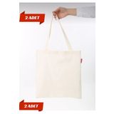 ÇIQRIK HOME 2 Adet Punch İşlemelik Bez Çanta 35x40 2 Adet Natural Keten-Pamuk Alışveriş Çantası
