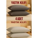 ÇIQRIK HOME 4 Adet 50 x70 cm Pamuklu Fermuarlı Yastık Kılıfı/Antrasit/Gri