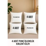ÇIQRIK HOME 4 Adet Natural Beyaz Fermuarlı Punch Işlemelik Kırlent Kılıfı-punç Işlemeye Uygun Kılıf Seti