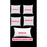 ÇIQRIK HOME 5 Adet Fermuarlı Kırlent Iç Yastık Kılıf Set Astarı Ebat: 4 Adet:43x43 Cm 1 Adet:30x50 cm(RENK:BEYAZ