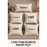 ÇIQRIK HOME 5 Adet Fermuarlı Punch Işlemelik Kırlent Kılıfı 5 Li Set 4 Adet 40x40 cm 1 Adet 30x50 Cm