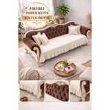 ÇIQRIK HOME Pamuk Keten Fırfırlı Koltuk Örtüsü Kaymaz, Yıkanabilir, Modern Şık Tasarım