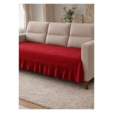 ÇIQRIK HOME Pamuk Kırmızı Fırfırlı Koltuk Örtüsü Kaymaz, Yıkanabilir, Modern Şık Tasarım