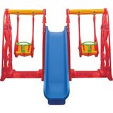 Çırak Çift Kaydırak Tek Salıncak Set - Kaydırak - Salıncak - Çocuk Parkı - Oyun Parkı - Kırmızı