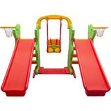 Çırak Çift Salıncak Tek Kaydırak Set - Kaydırak - Salıncak - Çocuk Parkı - Oyun Parkı - Yeşil