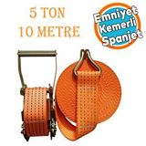 Cırcırlı Gırgır Spanzet Yük Gerdirme Halatı Eşya Sabitleme Sapan 5 Ton 10 Metre Emniyet Kemerli