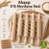 Circle Toys %100 Doğal Ahşap 5’li Çok Fonksiyonlu Ahşap Oklava Merdane Seti