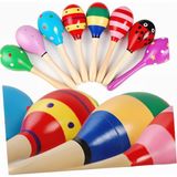 Circle Toys Ahşap Marakas Büyük Boy 20 cm Renkli El Yapımı Eğitici Oyuncak Sağlam Malzeme - 1 Adet