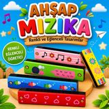 Circle Toys Ahşap Mızıka 1 Adet – Renkli Eğitici Çocuk Müzik Oyuncağı - Çok Renkli