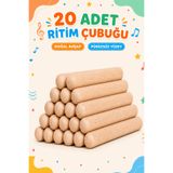 Circle Toys Doğal Ahşap Ritim Çubukları 10 Çift Çocuk Müzik ve Ritim Oyuncağı (20 Adet)