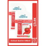 Cire Aseptine Lip Care Strawberry (Çilek) Renkli Dudak Nemlendirici 4,5 G x 2 Adet
