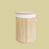 Çırpan Ev Bambu Bej Yuvarlak Katlanır Çamaşır Sepeti 50CM